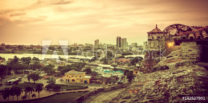 Picture of View on sunset over Cartagena in Colombia